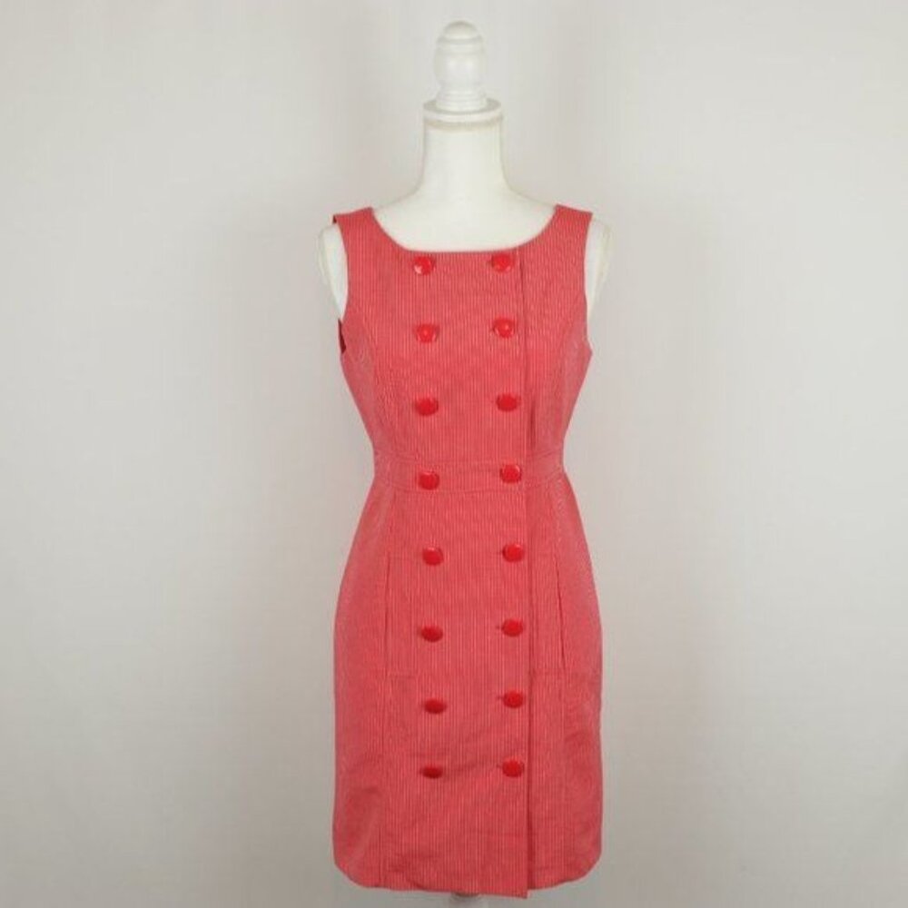 Tibi Women's Size 4 Red Plaid Woven Scoop Neck Sleeveless Sheath Dress
